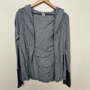 XCVI Heathered Knit Sweater Yoga Cardigan Grey Black Open Front Sweater Medium